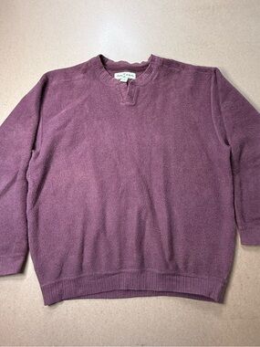 Tommy Bahama Textured Knit Cotton Sweater Purple Medium